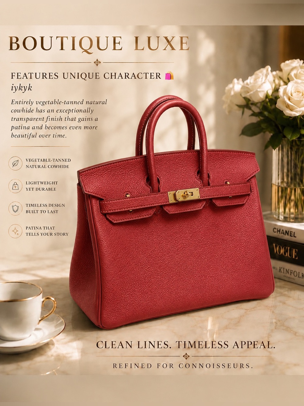 💎 BOUTIQUE LUXE | Red Lg H. B. Inspired Handbag iykyk